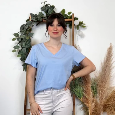 PT963- T-shirt Uni (T36-T40) - bleu-ciel - 40