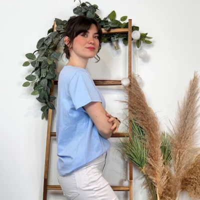 PT963- T-shirt Uni (T36-T40) - bleu-ciel - 40