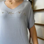 Pull T-shirt femme « Oui Mais Non » « Tendance » - bleu-ciel - taille-unique