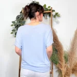Pull T-shirt femme « Oui Mais Non » « Tendance » - bleu-ciel - taille-unique