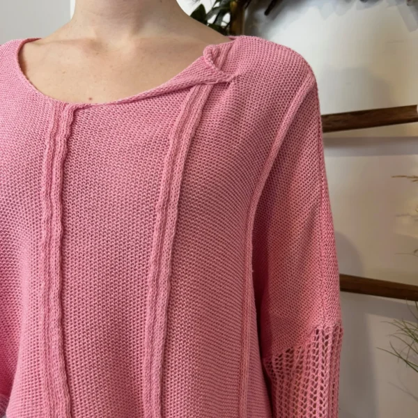 K376- Pull Crop-Top déstructuté(Tu) - rose-bebe - taille-unique