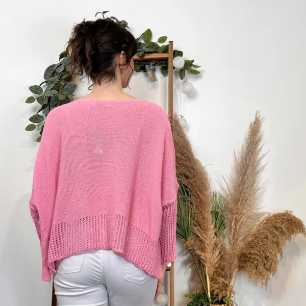 K376- Pull Crop-Top déstructuté(Tu) - rose-bebe - taille-unique