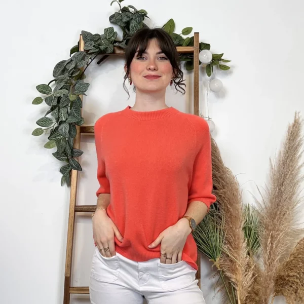 K311- pull Manches courtes (Tu) 🇮🇹 - corail - taille-unique