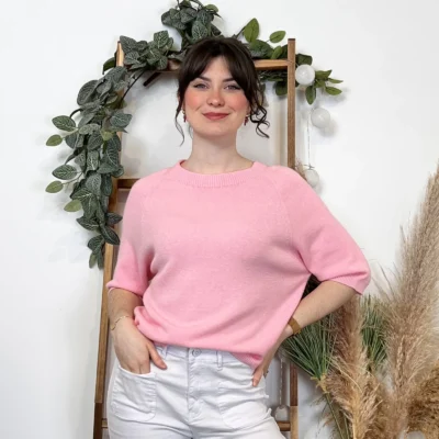 K311- pull Manches courtes (Tu) 🇮🇹 - rose-bebe - taille-unique
