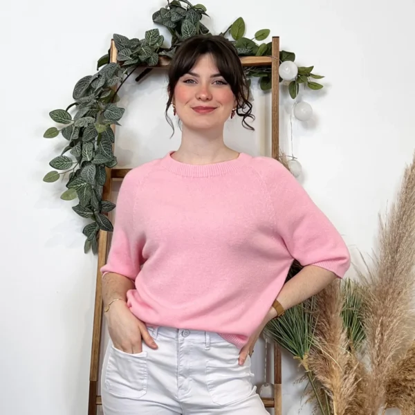 K311- pull Manches courtes (Tu) 🇮🇹 - rose-bebe - taille-unique