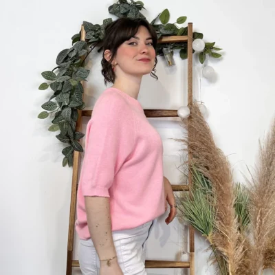 K311- pull Manches courtes (Tu) 🇮🇹 - rose-bebe - taille-unique
