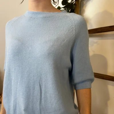 K311- pull Manches courtes (Tu) 🇮🇹 - bleu-ciel - taille-unique
