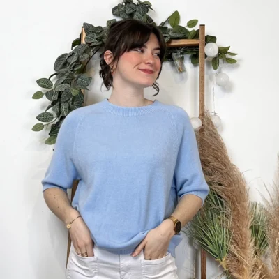K311- pull Manches courtes (Tu) 🇮🇹 - bleu-ciel - taille-unique