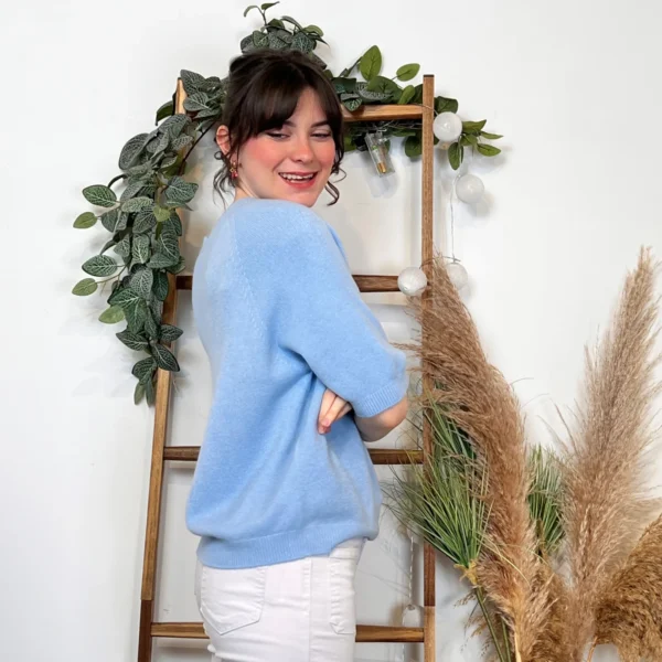 K311- pull Manches courtes (Tu) 🇮🇹 - bleu-ciel - taille-unique