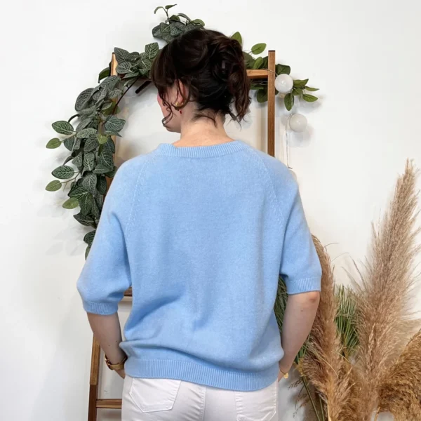 K311- pull Manches courtes (Tu) 🇮🇹 - bleu-ciel - taille-unique