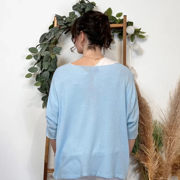 I923- Gilet léger boutonné (Tu) 🇮🇹 - bleu-ciel - taille-unique