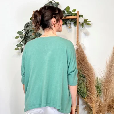 I923- Gilet léger boutonné (Tu) 🇮🇹 - vert-celadon - taille-unique