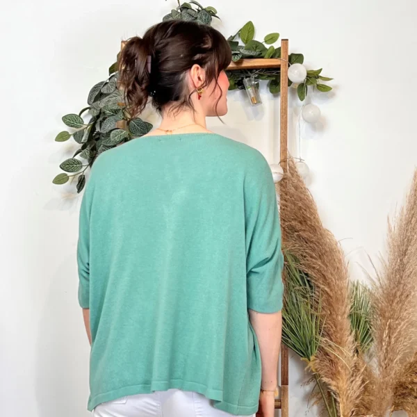 I923- Gilet léger boutonné (Tu) 🇮🇹 - vert-celadon - taille-unique