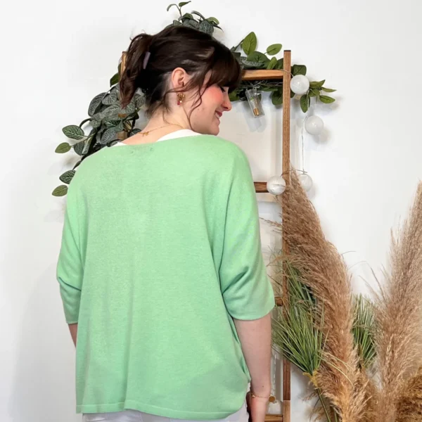 I923- Gilet léger boutonné (Tu) 🇮🇹 - vert-deau - taille-unique