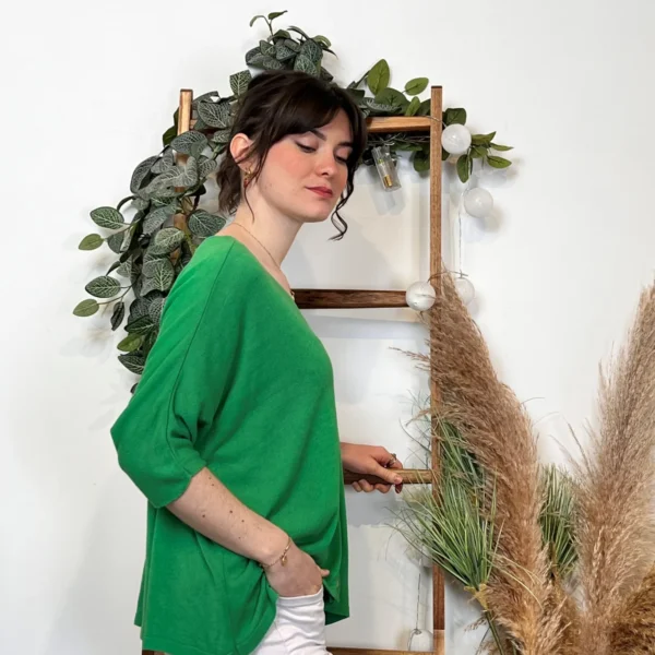 I923- Gilet léger boutonné (Tu) 🇮🇹 - vert-bresil - taille-unique