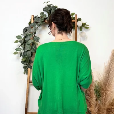 I923- Gilet léger boutonné (Tu) 🇮🇹 - vert-bresil - taille-unique