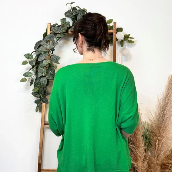 I923- Gilet léger boutonné (Tu) 🇮🇹 - vert-bresil - taille-unique