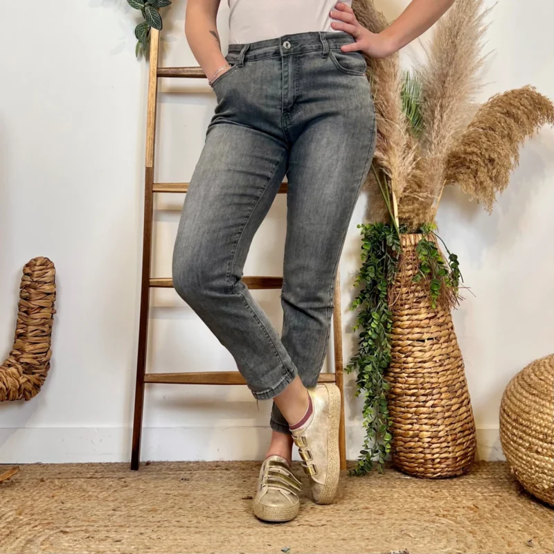 N108- Jean 7/8ème Voggo (T36-T44) - gris-jeans - 44