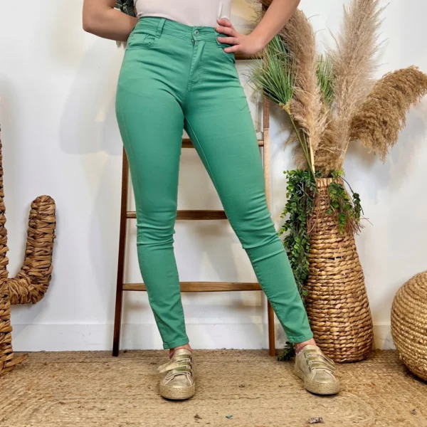 P129- Jean coupe Slim Voggo (T36-T44) - vert-deau - 44