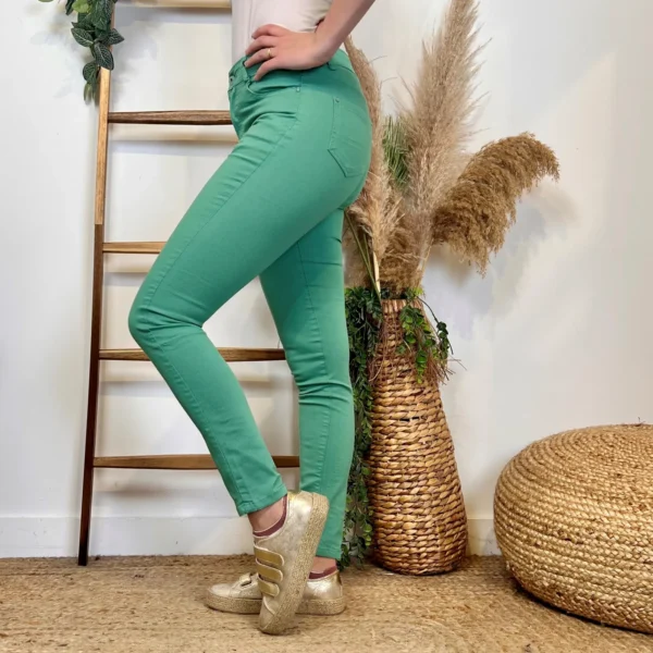 P129- Jean coupe Slim Voggo (T36-T44) - vert-deau - 44