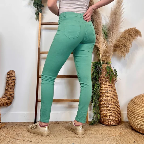 P129- Jean coupe Slim Voggo (T36-T44) - vert-deau - 44