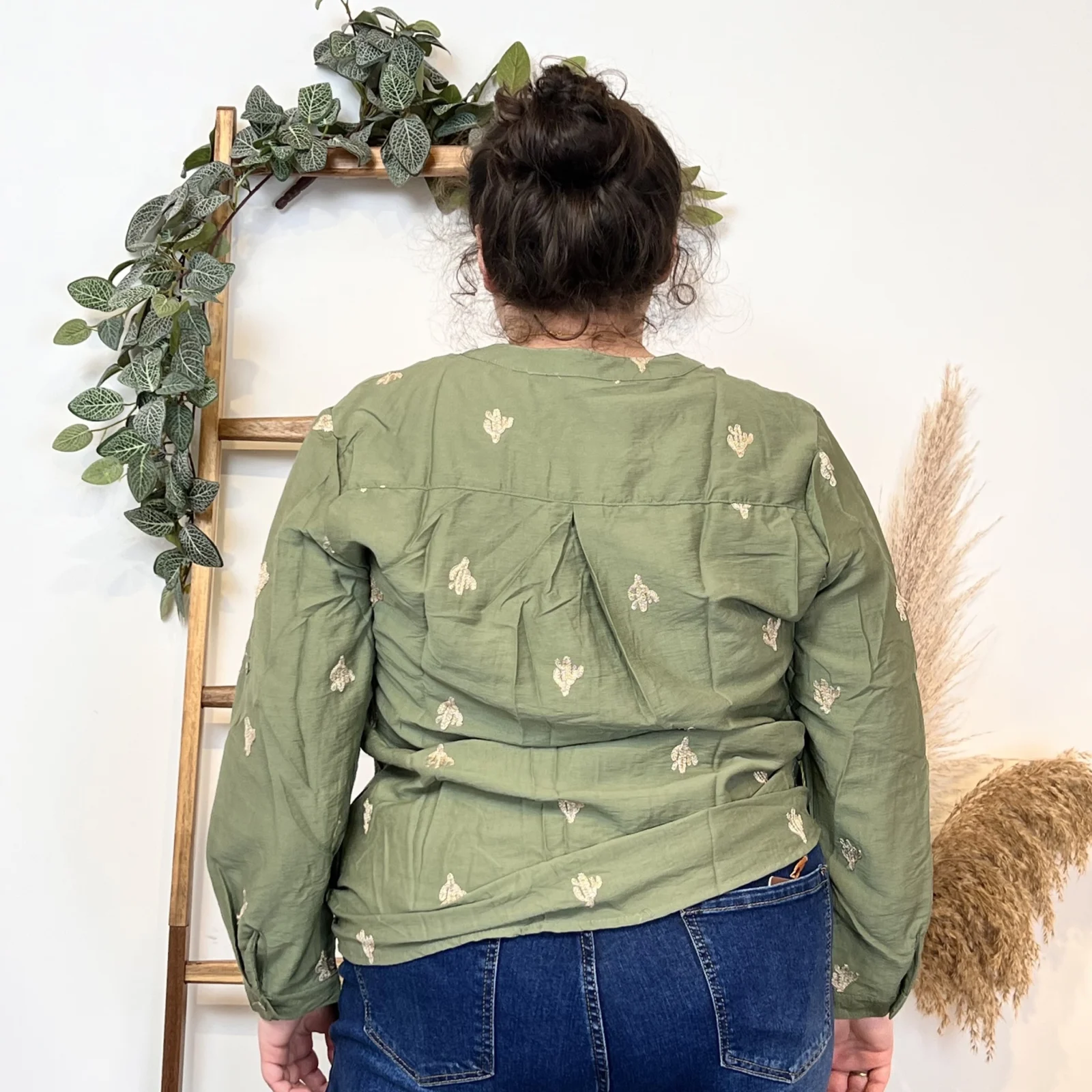 Z757- Blouse brodée Christy (T44-T52) - kaki - 52