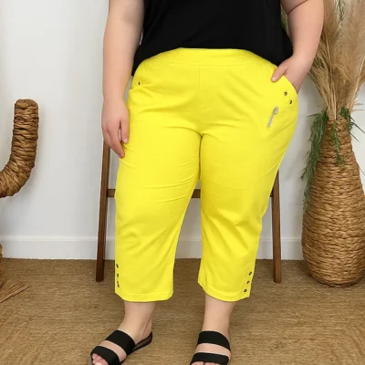 T581- Pantacourt stretch uni JST (T38-T52) - jaune - 58