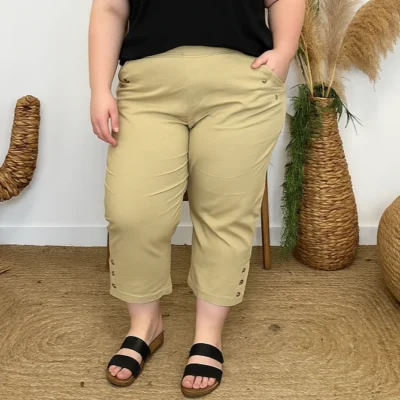 T581- Pantacourt stretch uni JST (T38-T52) - beige - 58