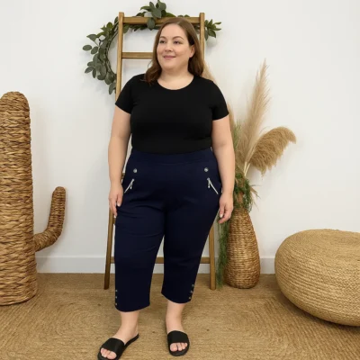 T581- Pantacourt stretch uni JST (T38-T52) - noir - 58