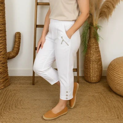 T581- Pantacourt stretch uni JST (T38-T52) - blanc - 58