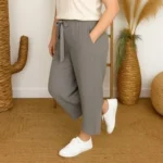 Pantalon fluide large femme T42/44-T54/56 - gris - 58