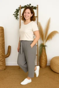 Pantalon fluide large femme T42/44-T54/56 - gris - 58