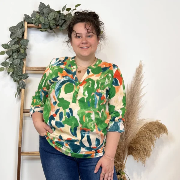 Z770- Tunique « Aquarelle » (T44-T52) - vert-bresil - 52