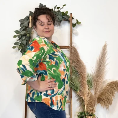 Z770- Tunique « Aquarelle » (T44-T52) - vert-bresil - 52