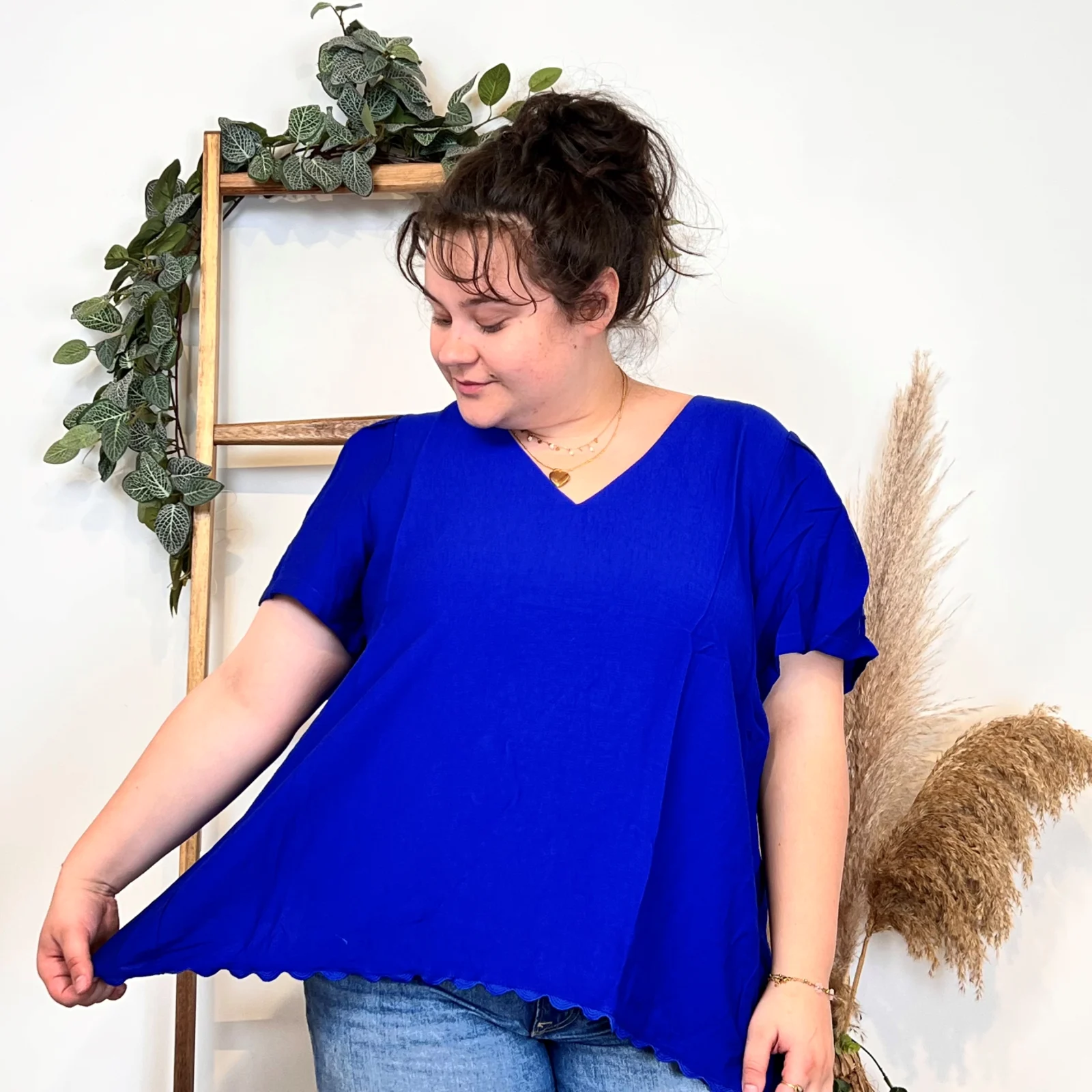 Blouse dos croisé (T40-T48) - bleu-royal - 48