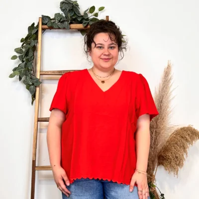 K357- Blouse «By One» (T40-T48) - rouge - 48