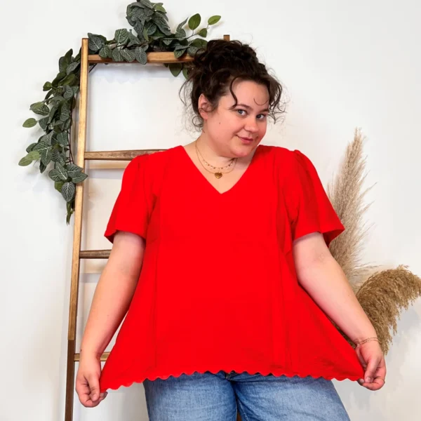 K357- Blouse «By One» (T40-T48) - rouge - 48