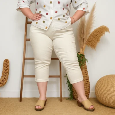 P198- Pantacourt Voggo (T42-T50) - ecru - 50