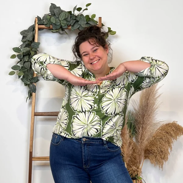 Z778- Tunique « nénuphards » (T44-T52) - kaki - 52