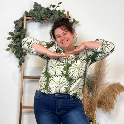 Z778- Tunique « nénuphards » (T44-T52) - kaki - 52