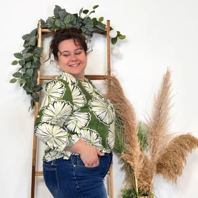 Z778- Tunique « nénuphards » (T44-T52) - kaki - 52