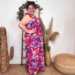 L342- Robe longue By One (T40-T48) - rouge-bleu - 48