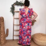 L342- Robe longue By One (T40-T48) - rouge-bleu - 48