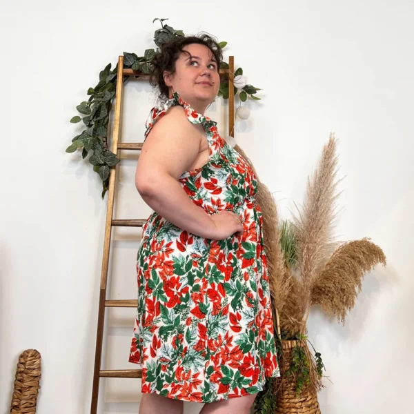 K422- Robe courtes feuilles (T40-T48) - rouge - 48