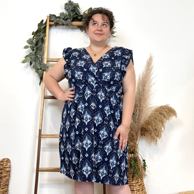 K344- Robe courtes "By One" (T40-T48) - marine-ciel - 48