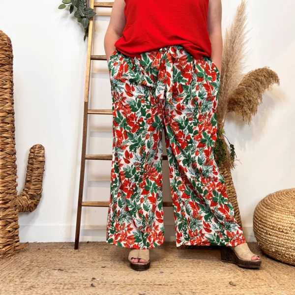 L787- Pantalon fluide (T40-T48) - rouge - 48