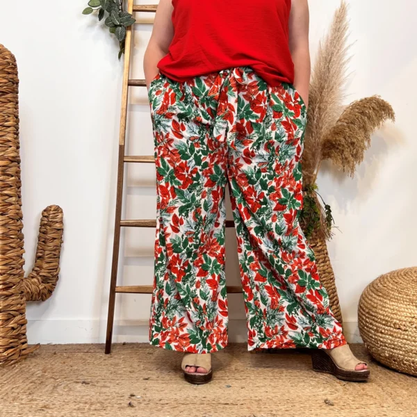 L787- Pantalon fluide (T40-T48) - rouge - 48