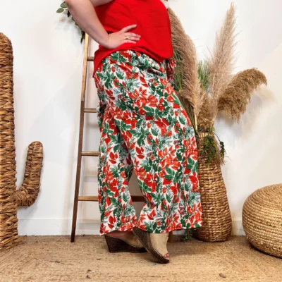 L787- Pantalon fluide (T40-T48) - rouge - 48