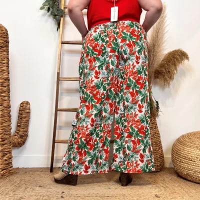 L787- Pantalon fluide (T40-T48) - rouge - 48