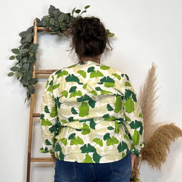 Z780- Tunique « Fleurs de Gingko » (T44-T52) - vert-anis - 52